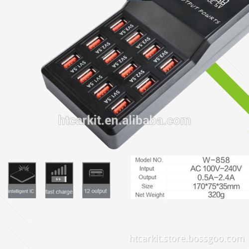12-Port Hi-Speed Multi Charger USB Hub General Switches For smart phone